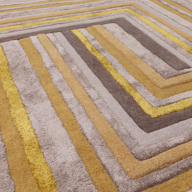 Matrix MAX79 Network Modern Geometric Hand-Woven High-Density Soft Textured Shimmer Wool & Viscose Blend Soft Beige/Warm Gold/Mustard/Muted Taupe/Rich Brown Rug-Asiatic Carpets-Rug Love - The Most Loved Rug Store