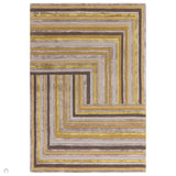 Matrix MAX79 Network Modern Geometric Hand-Woven High-Density Soft Textured Wool&Viscose Mix Gold Rug