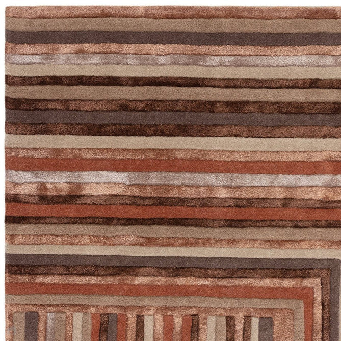 Matrix MAX80 Network Modern Geometric Hand-Woven High-Density Soft Textured Shimmer Wool & Viscose Blend Terracotta/Rust Brown/Taupe/Beige/Dark Brown Rug-Asiatic Carpets-Rug Love - The Most Loved Rug Store