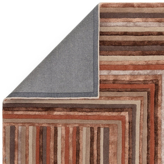 Matrix MAX80 Network Modern Geometric Hand-Woven High-Density Soft Textured Shimmer Wool & Viscose Blend Terracotta/Rust Brown/Taupe/Beige/Dark Brown Rug-Asiatic Carpets-Rug Love - The Most Loved Rug Store