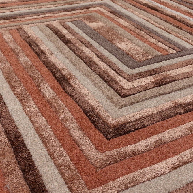 Matrix MAX80 Network Modern Geometric Hand-Woven High-Density Soft Textured Shimmer Wool & Viscose Blend Terracotta/Rust Brown/Taupe/Beige/Dark Brown Rug-Asiatic Carpets-Rug Love - The Most Loved Rug Store