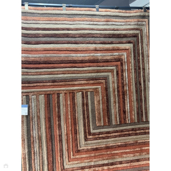 Matrix MAX80 Network Modern Geometric Hand-Woven High-Density Soft Textured Shimmer Wool & Viscose Blend Terracotta/Rust Brown/Taupe/Beige/Dark Brown Rug-Asiatic Carpets-Rug Love - The Most Loved Rug Store