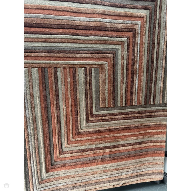 Matrix MAX80 Network Modern Geometric Hand-Woven High-Density Soft Textured Shimmer Wool & Viscose Blend Terracotta/Rust Brown/Taupe/Beige/Dark Brown Rug-Asiatic Carpets-Rug Love - The Most Loved Rug Store