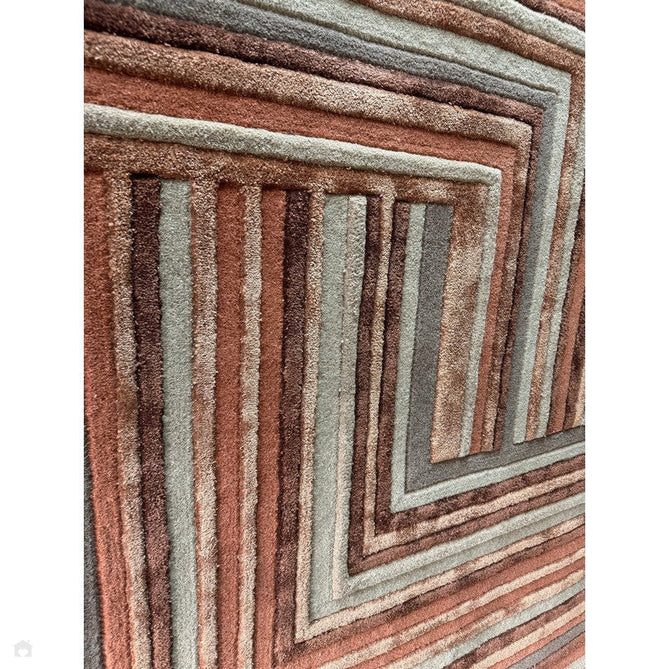 Matrix MAX80 Network Modern Geometric Hand-Woven High-Density Soft Textured Shimmer Wool & Viscose Blend Terracotta/Rust Brown/Taupe/Beige/Dark Brown Rug-Asiatic Carpets-Rug Love - The Most Loved Rug Store