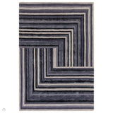 Matrix MAX81 Network Modern Geometric Hand-Woven High-Density Soft Textured Wool&Viscose Mix Indigo Rug