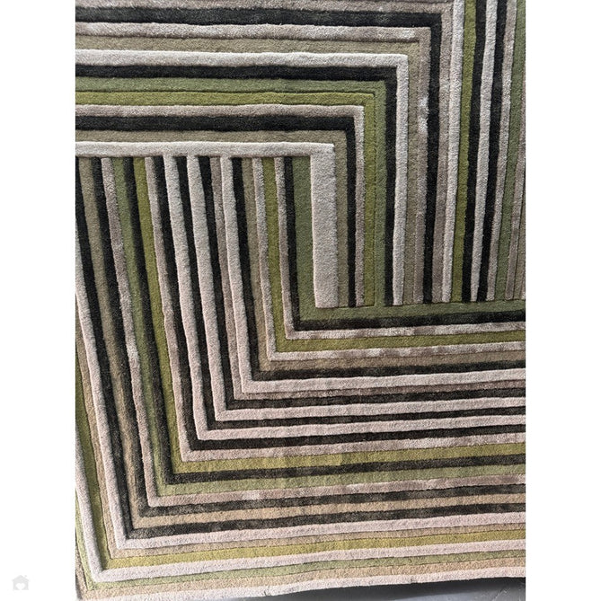 Matrix MAX82 Network Modern Geometric Hand-Woven High-Density Soft Textured Shimmer Wool & Viscose Blend Forest Green/Olive/Taupe/Charcoal/Beige Rug-Asiatic Carpets-Rug Love - The Most Loved Rug Store
