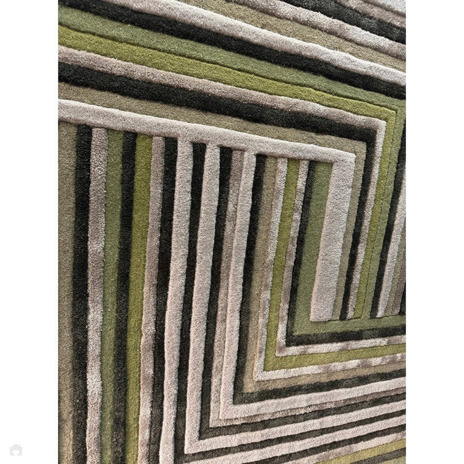 Matrix MAX82 Network Modern Geometric Hand-Woven High-Density Soft Textured Shimmer Wool & Viscose Blend Forest Green/Olive/Taupe/Charcoal/Beige Rug-Asiatic Carpets-Rug Love - The Most Loved Rug Store