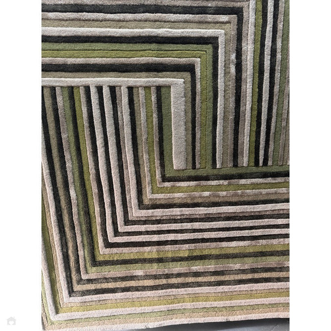 Matrix MAX82 Network Modern Geometric Hand-Woven High-Density Soft Textured Shimmer Wool & Viscose Blend Forest Green/Olive/Taupe/Charcoal/Beige Rug-Asiatic Carpets-Rug Love - The Most Loved Rug Store