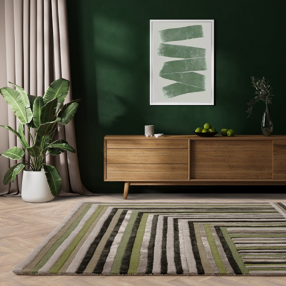 Green Matrix Rug On Sale Matrix MAX82 Network Modern Geometric Hand-Woven High-Density ...