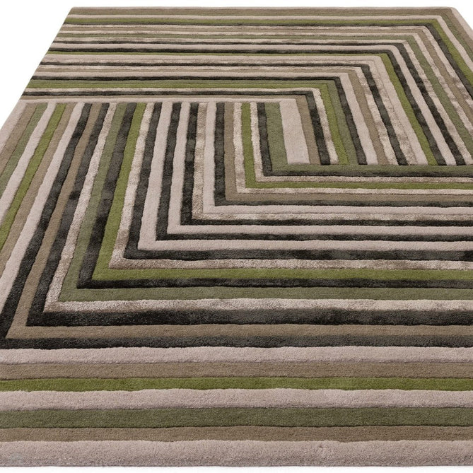 Matrix MAX82 Network Modern Geometric Hand-Woven High-Density Soft Textured Shimmer Wool & Viscose Blend Forest Green/Olive/Taupe/Charcoal/Beige Rug-Asiatic Carpets-Rug Love - The Most Loved Rug Store
