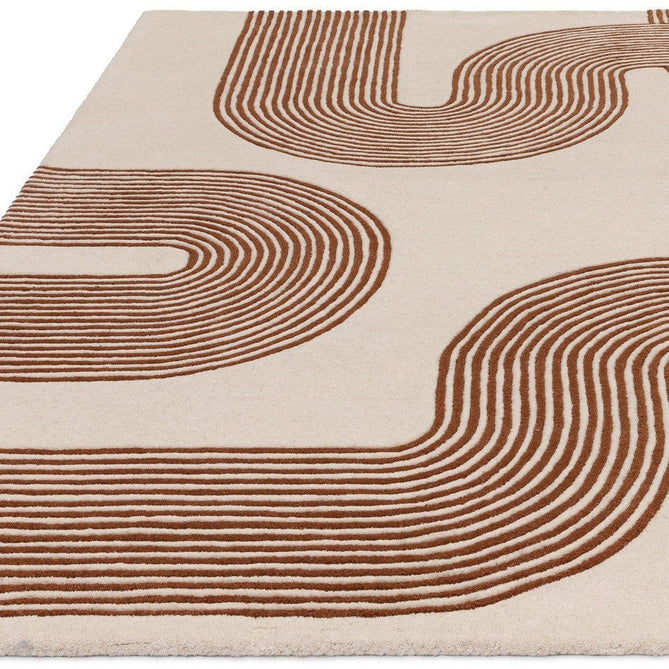 Matrix MAX85 Arches Modern Geometric Hand-Woven High-Density Soft Textured Shimmer Wool & Viscose Blend Soft Ivory/Amber Brown Rug-Asiatic Carpets-Rug Love - The Most Loved Rug Store