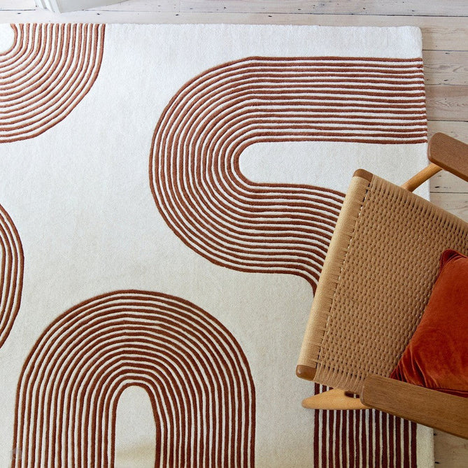 Matrix MAX85 Arches Modern Geometric Hand-Woven High-Density Soft Textured Shimmer Wool & Viscose Blend Soft Ivory/Amber Brown Rug-Asiatic Carpets-Rug Love - The Most Loved Rug Store