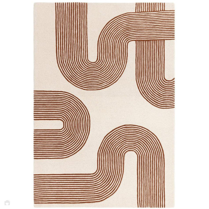 Matrix MAX85 Arches Modern Geometric Hand-Woven High-Density Soft Textured Shimmer Wool & Viscose Blend Soft Ivory/Amber Brown Rug-Asiatic Carpets-Rug Love - The Most Loved Rug Store