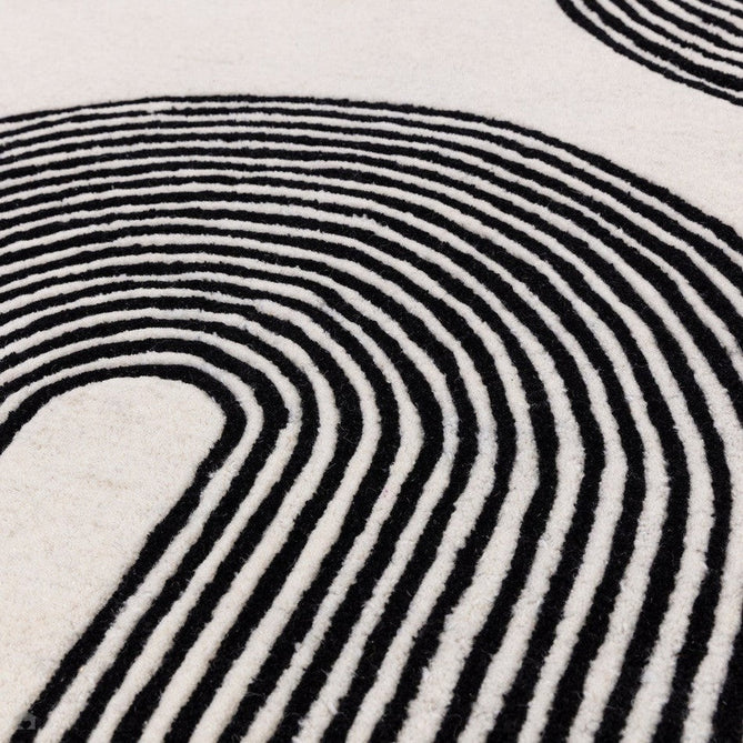 Matrix MAX87 Arches Modern Geometric Hand-Woven High-Density Soft Textured Shimmer Wool & Viscose Blend Soft Ivory/Deep Black Rug-Asiatic Carpets-Rug Love - The Most Loved Rug Store