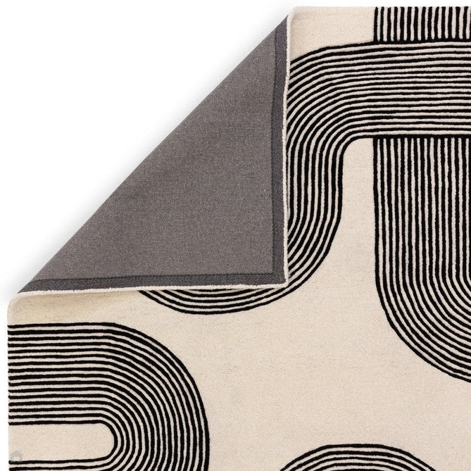Matrix MAX87 Arches Modern Geometric Hand-Woven High-Density Soft Textured Shimmer Wool & Viscose Blend Soft Ivory/Deep Black Rug-Asiatic Carpets-Rug Love - The Most Loved Rug Store