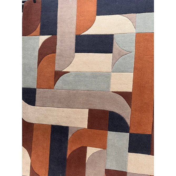 Matrix MAX88 Klotski Modern Geometric Hand-Woven High-Density Soft Textured Shimmer Wool & Viscose Blend Terracotta/Navy/Ivory/Grey/Taupe Rug-Asiatic Carpets-Rug Love - The Most Loved Rug Store