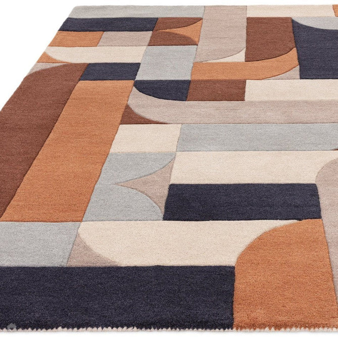 Matrix MAX88 Klotski Modern Geometric Hand-Woven High-Density Soft Textured Shimmer Wool & Viscose Blend Terracotta/Navy/Ivory/Grey/Taupe Rug-Asiatic Carpets-Rug Love - The Most Loved Rug Store