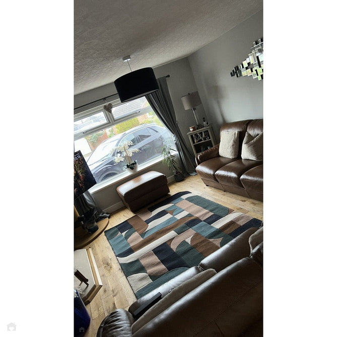 Matrix MAX89 Klotski Modern Geometric Hand-Woven High-Density Soft Textured Shimmer Wool & Viscose Blend Teal Blue/Navy/Ivory/Taupe/Chestnut/Charcoal Rug-Asiatic Carpets-Rug Love - The Most Loved Rug Store