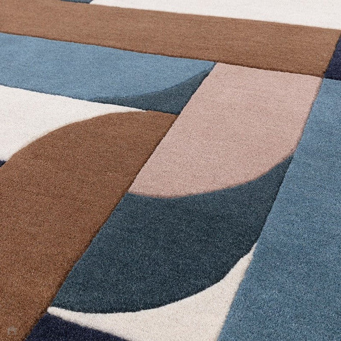 Matrix MAX89 Klotski Modern Geometric Hand-Woven High-Density Soft Textured Shimmer Wool & Viscose Blend Teal Blue/Navy/Ivory/Taupe/Chestnut/Charcoal Rug-Asiatic Carpets-Rug Love - The Most Loved Rug Store