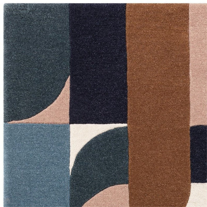 Matrix MAX89 Klotski Modern Geometric Hand-Woven High-Density Soft Textured Shimmer Wool & Viscose Blend Teal Blue/Navy/Ivory/Taupe/Chestnut/Charcoal Rug-Asiatic Carpets-Rug Love - The Most Loved Rug Store