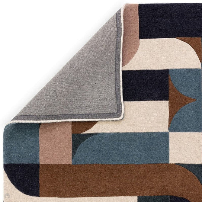 Matrix MAX89 Klotski Modern Geometric Hand-Woven High-Density Soft Textured Shimmer Wool & Viscose Blend Teal Blue/Navy/Ivory/Taupe/Chestnut/Charcoal Rug-Asiatic Carpets-Rug Love - The Most Loved Rug Store