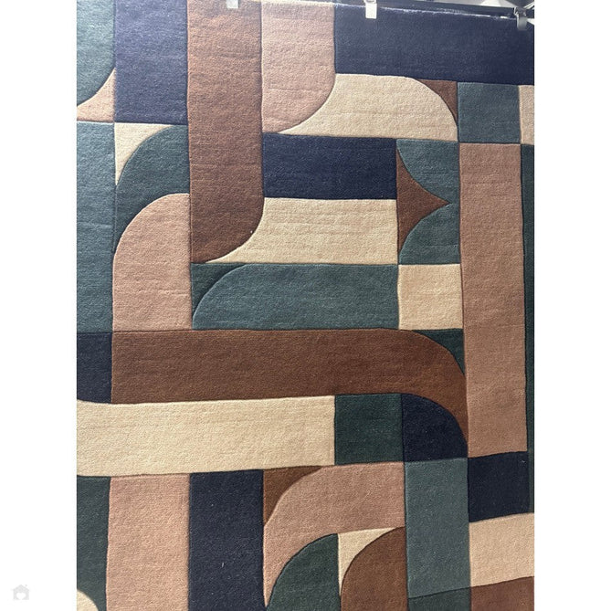 Matrix MAX89 Klotski Modern Geometric Hand-Woven High-Density Soft Textured Shimmer Wool & Viscose Blend Teal Blue/Navy/Ivory/Taupe/Chestnut/Charcoal Rug-Asiatic Carpets-Rug Love - The Most Loved Rug Store