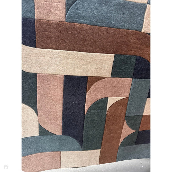 Matrix MAX89 Klotski Modern Geometric Hand-Woven High-Density Soft Textured Shimmer Wool & Viscose Blend Teal Blue/Navy/Ivory/Taupe/Chestnut/Charcoal Rug-Asiatic Carpets-Rug Love - The Most Loved Rug Store