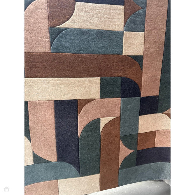 Matrix MAX89 Klotski Modern Geometric Hand-Woven High-Density Soft Textured Shimmer Wool & Viscose Blend Teal Blue/Navy/Ivory/Taupe/Chestnut/Charcoal Rug-Asiatic Carpets-Rug Love - The Most Loved Rug Store