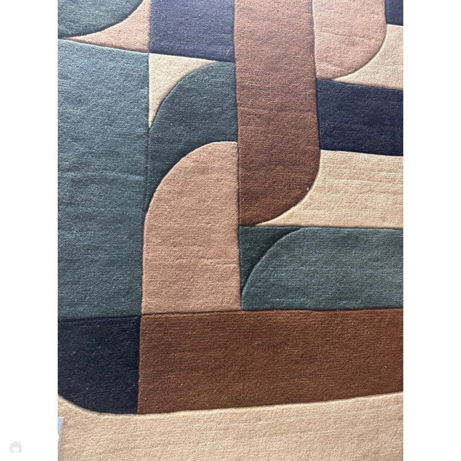 Matrix MAX89 Klotski Modern Geometric Hand-Woven High-Density Soft Textured Shimmer Wool & Viscose Blend Teal Blue/Navy/Ivory/Taupe/Chestnut/Charcoal Rug-Asiatic Carpets-Rug Love - The Most Loved Rug Store