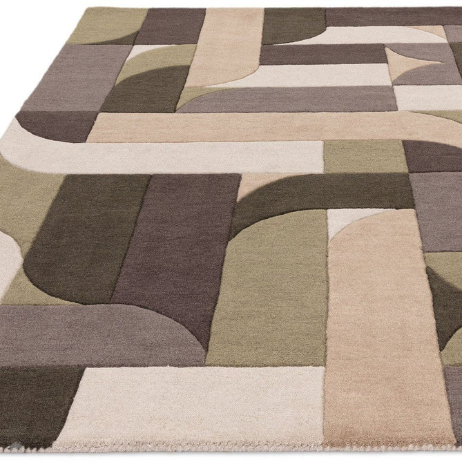 Matrix MAX90 Klotski Modern Geometric Hand-Woven High-Density Soft Textured Shimmer Wool & Viscose Blend Sage/Olive/Taupe/Charcoal/Ivory/Dark Brown Rug-Asiatic Carpets-Rug Love - The Most Loved Rug Store