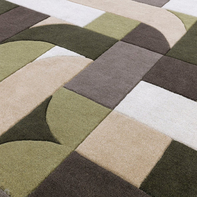 Matrix MAX90 Klotski Modern Geometric Hand-Woven High-Density Soft Textured Shimmer Wool & Viscose Blend Sage/Olive/Taupe/Charcoal/Ivory/Dark Brown Rug-Asiatic Carpets-Rug Love - The Most Loved Rug Store