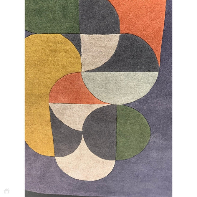 Matrix MAX91 Statement Modern Geometric Hand-Woven High-Density Soft Textured Shimmer Wool & Viscose Blend Deep Navy Blue/Multi Rug 200x300 cm