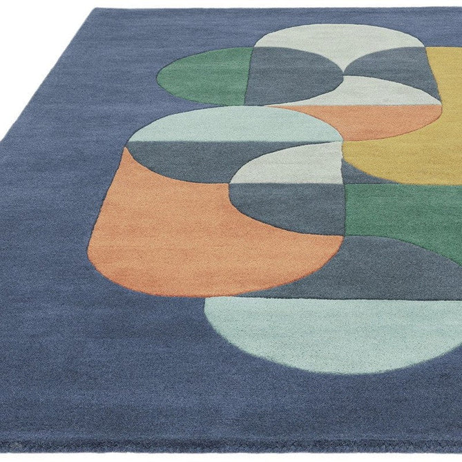 Matrix MAX91 Statement Modern Geometric Hand-Woven High-Density Soft Textured Shimmer Wool & Viscose Blend Deep Navy Blue/Multi Rug-Asiatic Carpets-Rug Love - The Most Loved Rug Store
