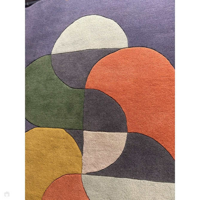 Matrix MAX91 Statement Modern Geometric Hand-Woven High-Density Soft Textured Shimmer Wool & Viscose Blend Deep Navy Blue/Multi Rug 200x300 cm