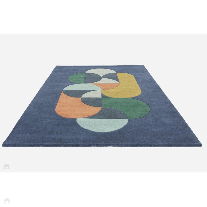 Matrix MAX91 Statement Modern Geometric Hand-Woven High-Density Soft Textured Shimmer Wool & Viscose Blend Deep Navy Blue/Multi Rug-Asiatic Carpets-Rug Love - The Most Loved Rug Store