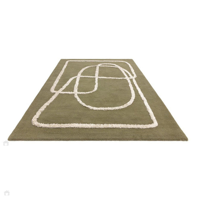 Matrix MAX93 Infinity Modern Abstract Hand-Woven High-Density Soft Textured Shimmer Wool & Viscose Blend Sage Green/Cream Rug-Asiatic Carpets-Rug Love - The Most Loved Rug Store