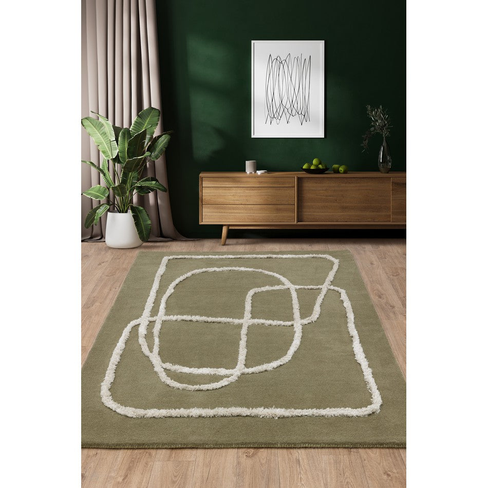 Green Matrix Rug On Sale Matrix MAX93 Infinity Modern Geometric Hand-Woven High-Density ...