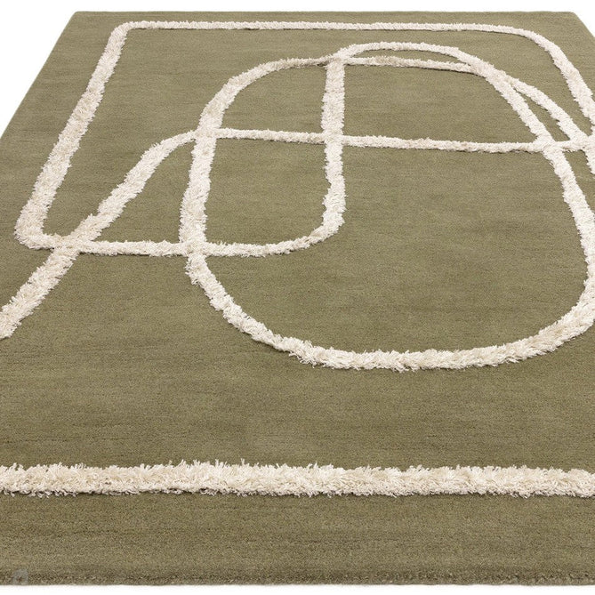 Matrix MAX93 Infinity Modern Abstract Hand-Woven High-Density Soft Textured Shimmer Wool & Viscose Blend Sage Green/Cream Rug-Asiatic Carpets-Rug Love - The Most Loved Rug Store