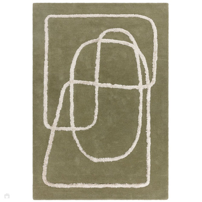 Matrix MAX93 Infinity Modern Abstract Hand-Woven High-Density Soft Textured Shimmer Wool & Viscose Blend Sage Green/Cream Rug-Asiatic Carpets-Rug Love - The Most Loved Rug Store