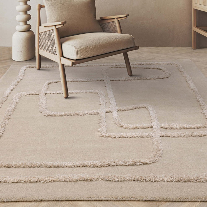 Matrix MAX95 Infinity Modern Abstract Hand-Woven High-Density Soft Textured Shimmer Wool & Viscose Blend Soft Sand/Ivory/Muted Beige Rug-Asiatic Carpets-Rug Love - The Most Loved Rug Store