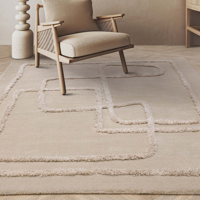 Matrix MAX95 Infinity Modern Abstract Hand-Woven High-Density Soft Textured Shimmer Wool & Viscose Blend Soft Sand/Ivory/Muted Beige Rug-Asiatic Carpets-Rug Love - The Most Loved Rug Store