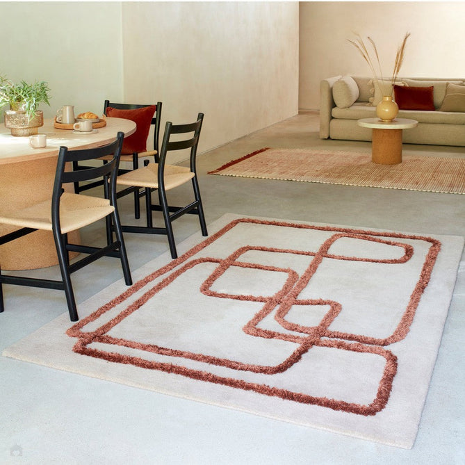 Matrix MAX96 Infinity Modern Abstract Hand-Woven High-Density Soft Textured Shimmer Wool & Viscose Blend Copper Soft Ivory/Warm Copper Rug-Asiatic Carpets-Rug Love - The Most Loved Rug Store