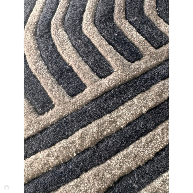 Matrix MAX97 Solsitice Modern Geometric Hand-Woven High-Density Soft Textured Shimmer Wool & Viscose Blend Deep Navy/Steel Grey/Slate Blue/Soft Silver Rug-Asiatic Carpets-Rug Love - The Most Loved Rug Store
