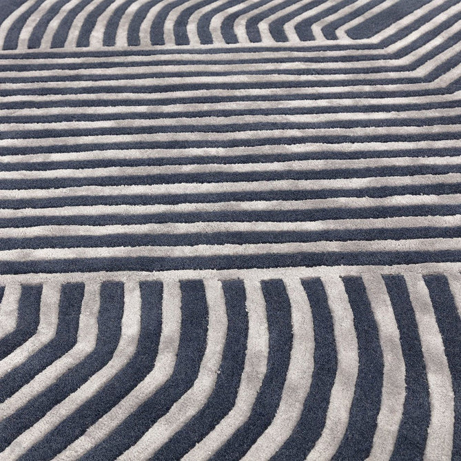 Matrix MAX97 Solsitice Modern Geometric Hand-Woven High-Density Soft Textured Shimmer Wool & Viscose Blend Deep Navy/Steel Grey/Slate Blue/Soft Silver Rug-Asiatic Carpets-Rug Love - The Most Loved Rug Store