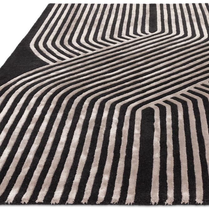 Matrix MAX98 Solsitice Modern Geometric Hand-Woven High-Density Soft Textured Shimmer Wool & Viscose Blend Deep Charcoal Grey/Gunmetal Grey/Soft Graphite Rug-Asiatic Carpets-Rug Love - The Most Loved Rug Store