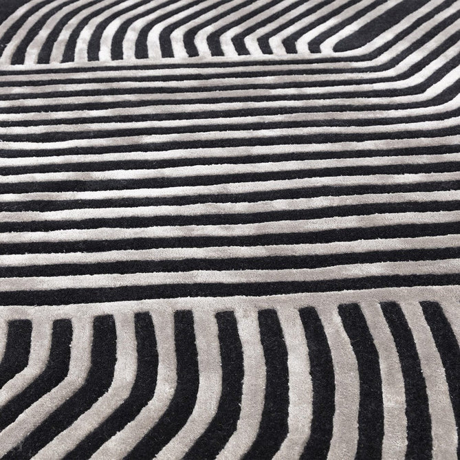 Matrix MAX98 Solsitice Modern Geometric Hand-Woven High-Density Soft Textured Shimmer Wool & Viscose Blend Deep Charcoal Grey/Gunmetal Grey/Soft Graphite Rug-Asiatic Carpets-Rug Love - The Most Loved Rug Store