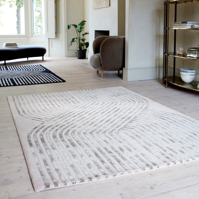 Matrix MAX99 Solsitice Modern Geometric Hand-Woven High-Density Soft Textured Shimmer Wool & Viscose Blend Soft Ivory/Warm Beige/Muted Taupe/Stone Grey Rug-Asiatic Carpets-Rug Love - The Most Loved Rug Store