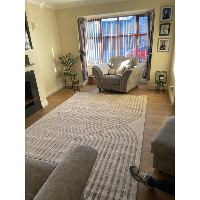 Matrix MAX99 Solsitice Modern Geometric Hand-Woven High-Density Soft Textured Shimmer Wool & Viscose Blend Soft Ivory/Warm Beige/Muted Taupe/Stone Grey Rug-Asiatic Carpets-Rug Love - The Most Loved Rug Store