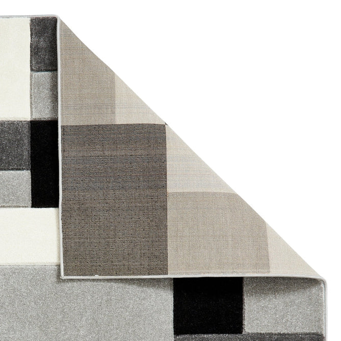 Matrix MT61 Modern Geometric Blocks Carved Soft Textured Easy-Care Durable Polypropylene Short Pile Grey/Black/Cream Rug-Think Rugs-Rug Love - The Most Loved Rug Store