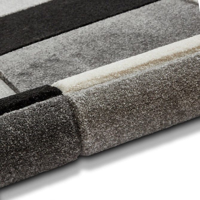 Matrix MT61 Modern Geometric Blocks Carved Soft Textured Easy-Care Durable Polypropylene Short Pile Grey/Black/Cream Rug-Think Rugs-Rug Love - The Most Loved Rug Store